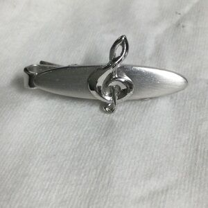 Musical Note Tie Clip Silver Treble Clef Tie Clip